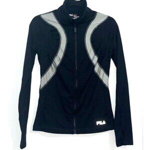 Fila Sport Womens Running Jacket XS Black & Gray Polyester/Nylon